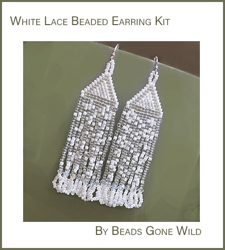 White Lace Beaded Earring Kit